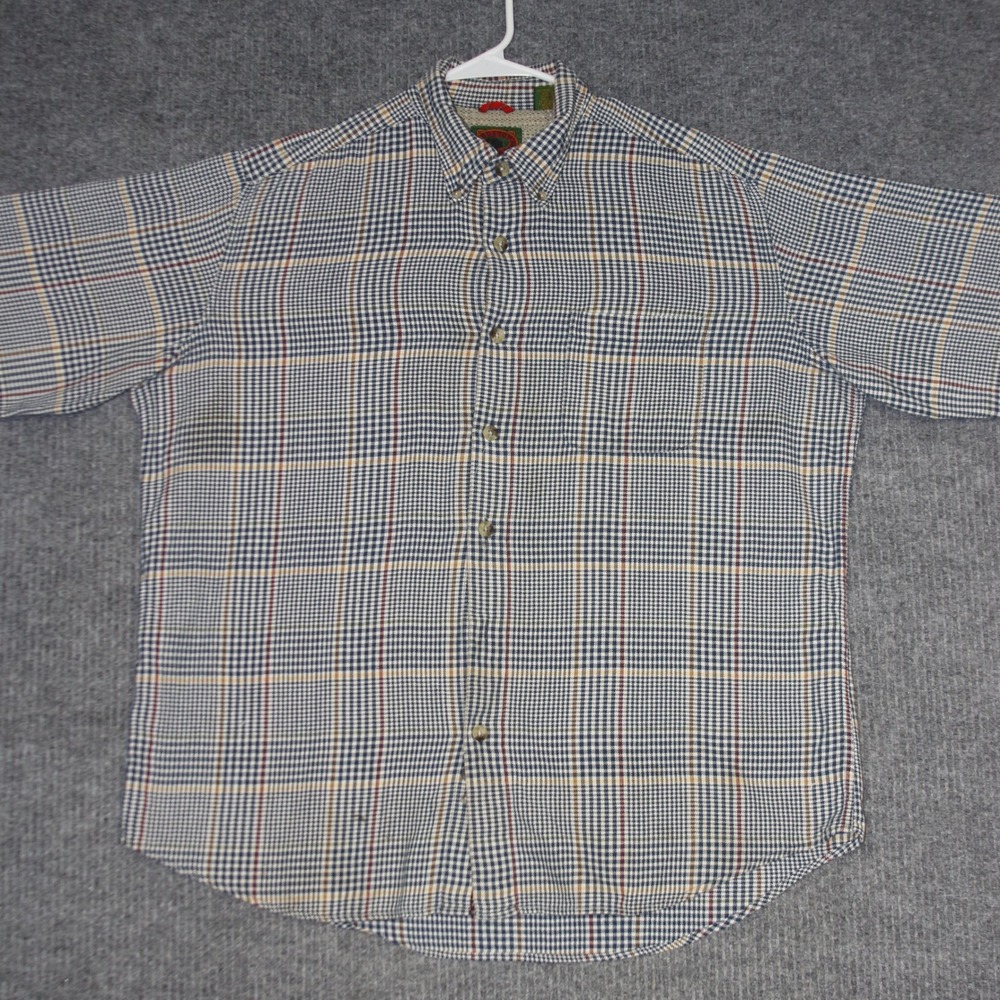 Vintage Boston Trader Shirt Mens‎ L Plaid Button Up Short Sleeve Casual Fashion